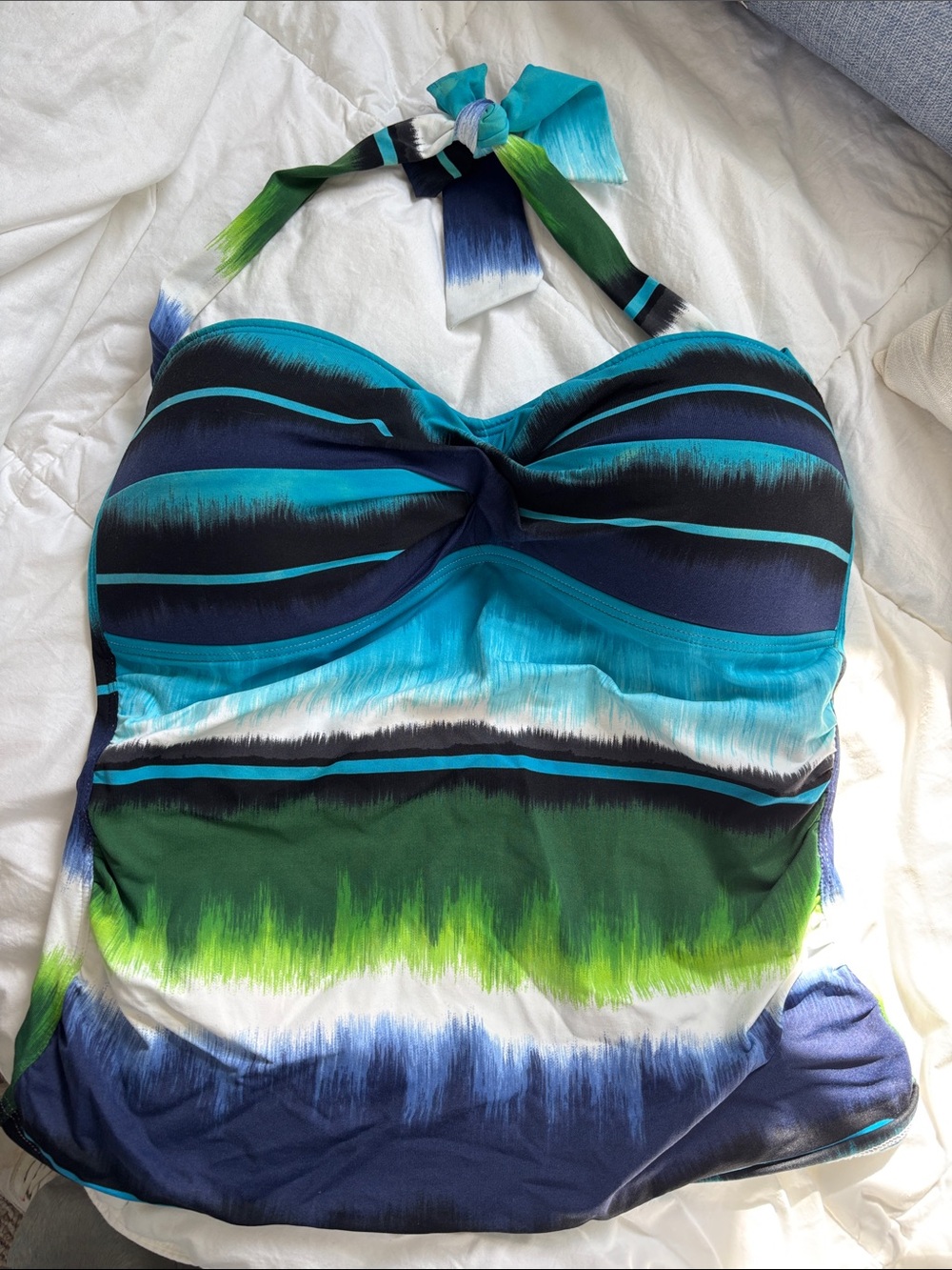 Tommy Bahama Teal, Aqua & Green Halter Swim Top